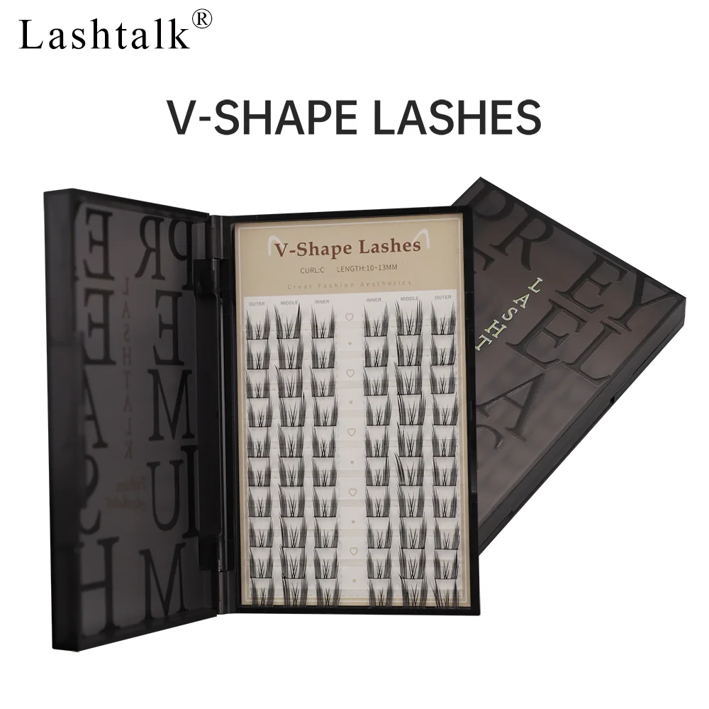 

Lashtalk DIY False Eyelash Extensions V-shape Lashes 10 Rows 60 Clusters Bonded Makeup Individual Self Grafting Self-making From