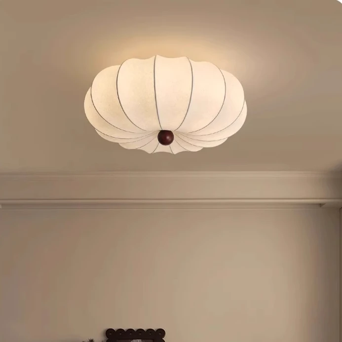 Японский винтажный шелковый потолочный светильник в стиле ваби-саби с LED-подсветкой для спальни и столовой, кремовый дизайн, домашний декор в античном стиле. ‌ (art.: 3920dcff10212) - 3920dcff10212
