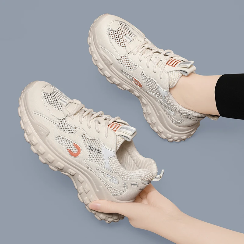 Autuspin 5cm Chunky Wedges Women Shoes Outdoor Retro Platform Vulcanized Sneakers Students Four Season Genuine Leather Sneaker