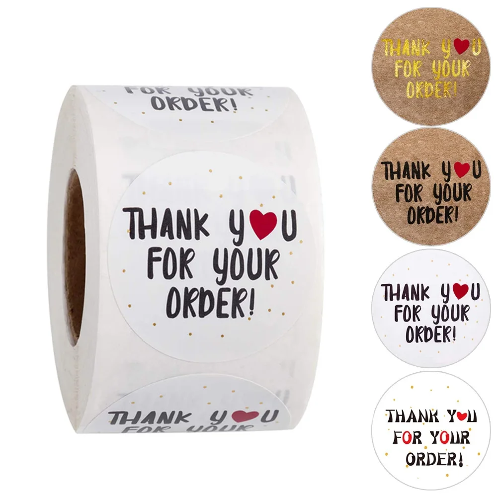 

500 Pcs Thank You For Your Order Stickers Labels Rolls White Labels For Gift Card Business Packaging Stationery Sticker
