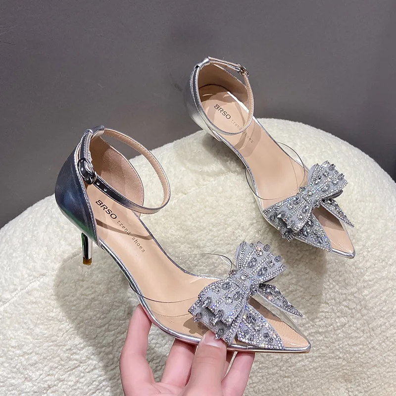

2022 Gladiator Shoes Square Toe Sandals Women Low Heel Sandal Rhinestones Strap Cross-tied Summer Ladies Dress Sandalias