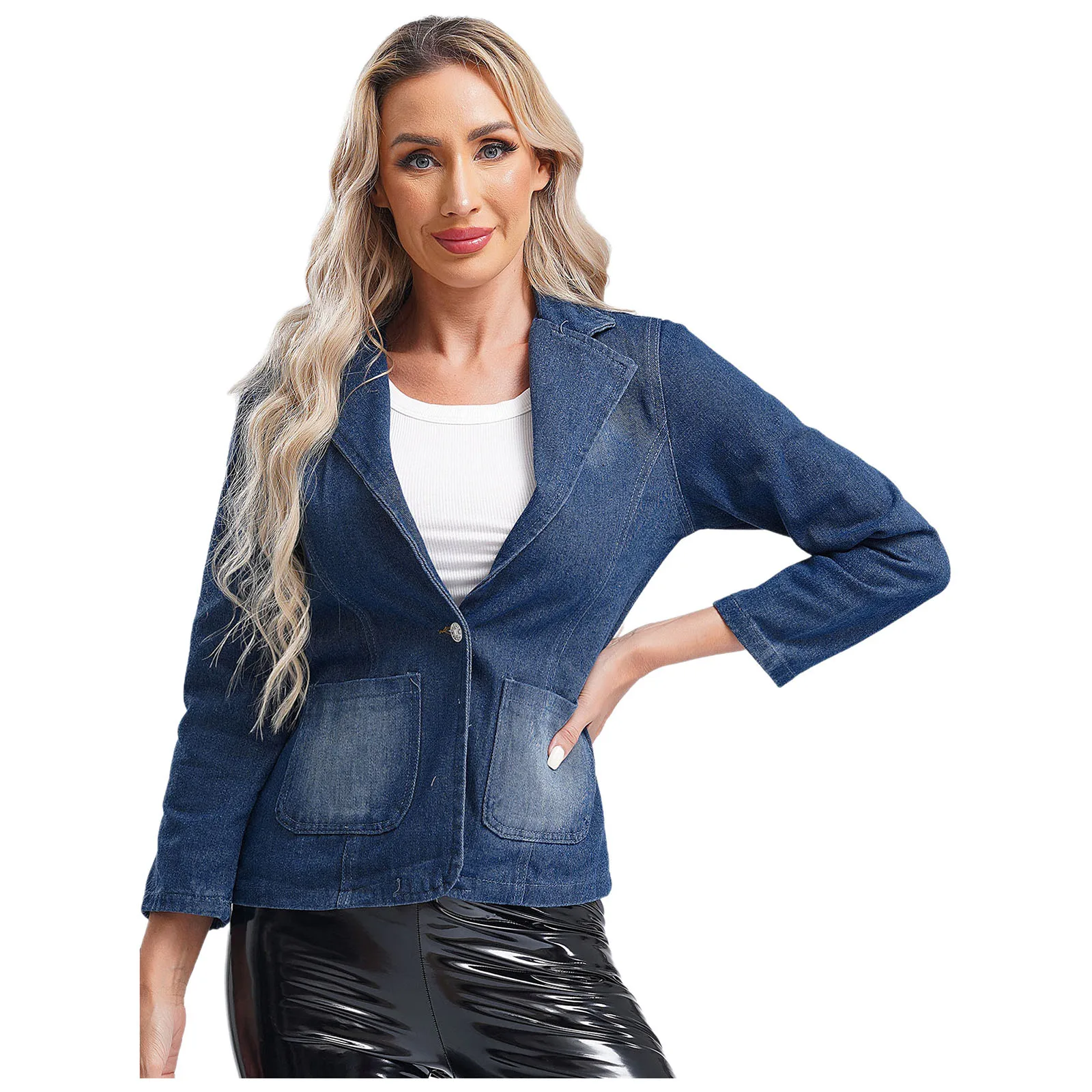 Женское весенне-осеннее джинсовое пальто тонкая куртка с длинным рукавом и одной