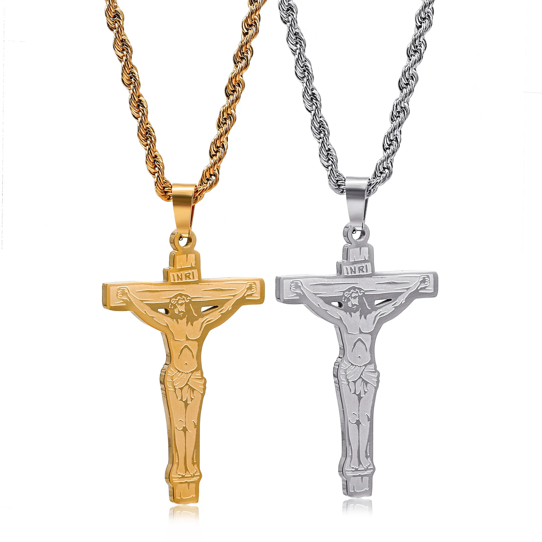 

stainless Steel Christian Jesus Cross Necklace For Women Men Chains Religion Cross Pendants Choker Jewelry Prayer Baptism Gifts