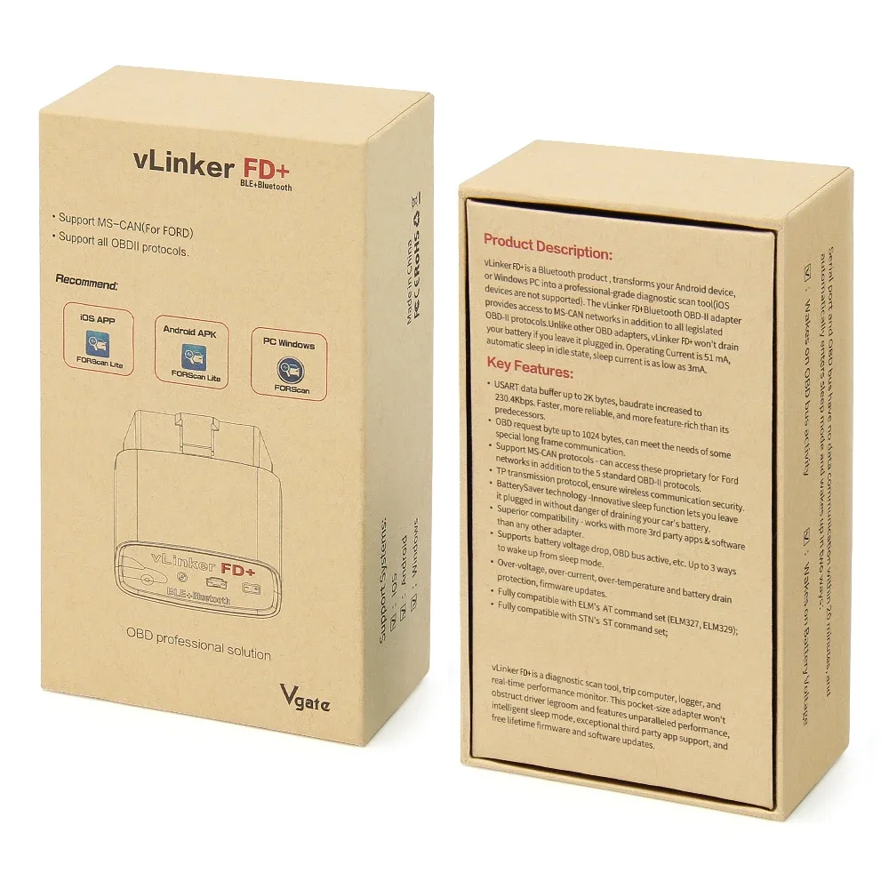Vgate vLinker FD + Blue-tooth 4 0 двухрежимный автомобильный диагностический сканер obd2