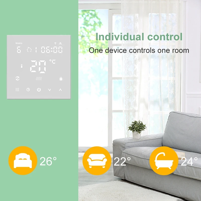 

Memory Function Tuya Wifi Smart Controller Programmable Lcd Touch Display Voice Control Water Gas Boiler Eu Toucn Switch