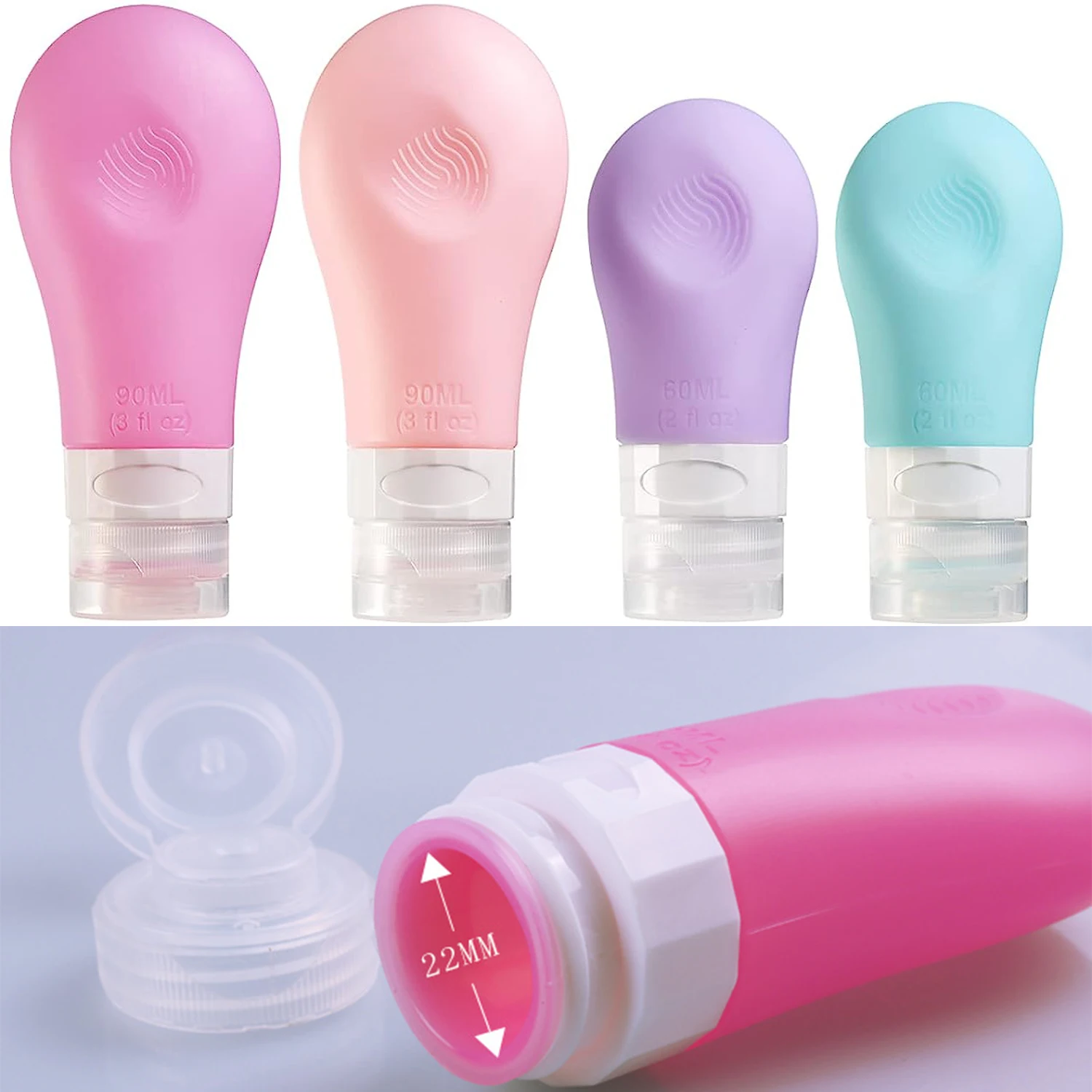 

Travel Bottles Toiletries Travel Size Refillable Portable Containers Leak Proof Silicone Squeezable Travel Accessories Shampoo