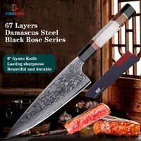 findking knife black rose series aus 10 damascus steel japanese gyuto knife rose pattern professional resin kitchen chef knives