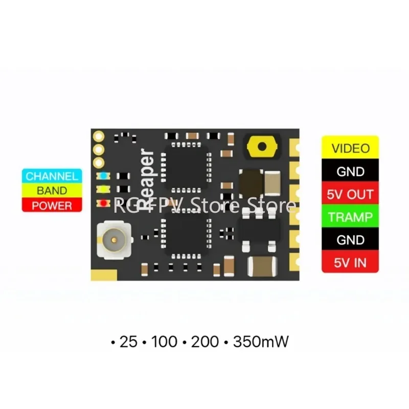 Foxeer Reaper Nano 5.8G 40CH 25 МВт 100 200 350 Регулируемый видеопередатчик VTX 12X16 мм для RC FPV Racing Micro