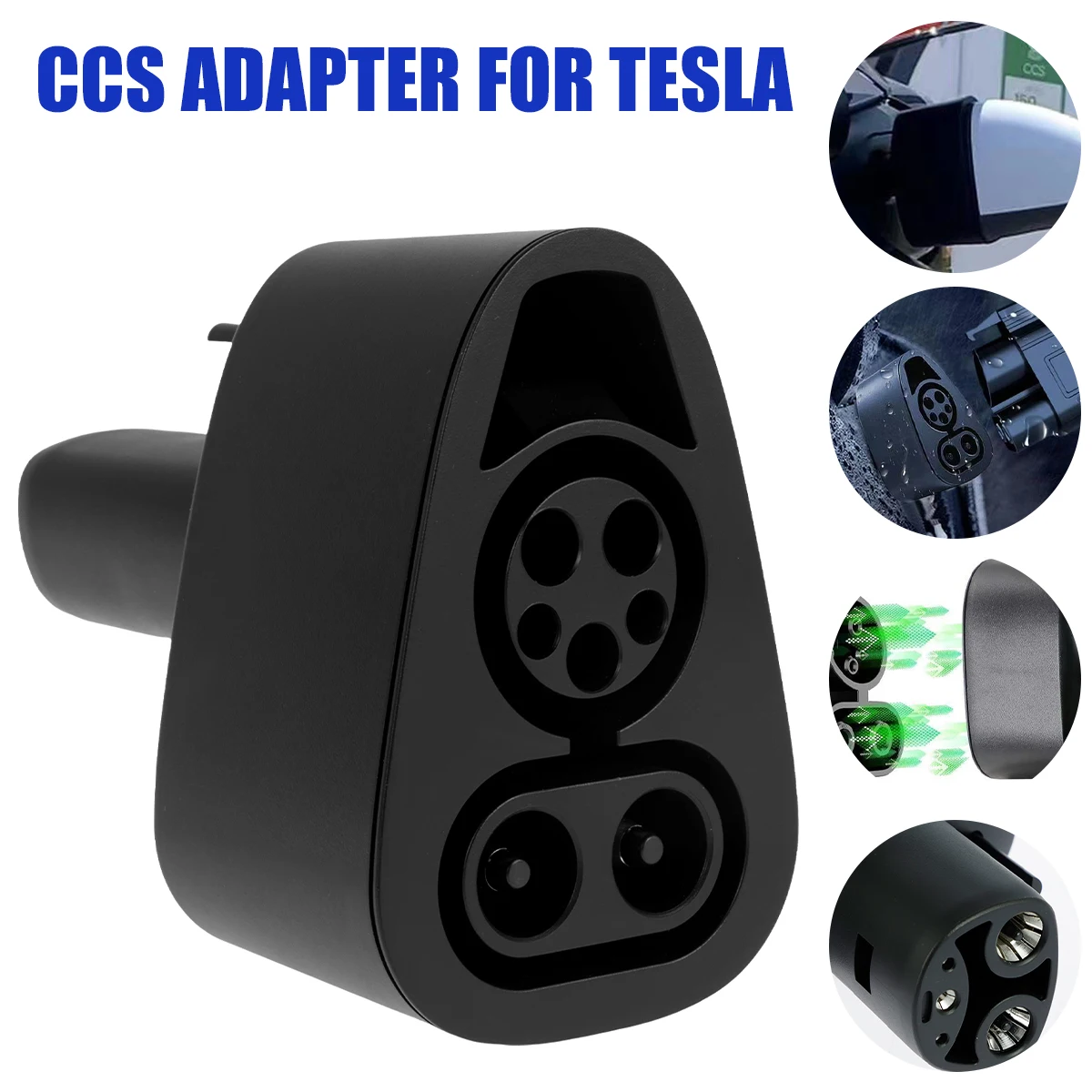 

Адаптер CCS совместимый с моделью 3/Y/S/X 500 В постоянного тока А, профессиональный адаптер для зарядного устройства CCS, разъем для зарядки в автомобиле