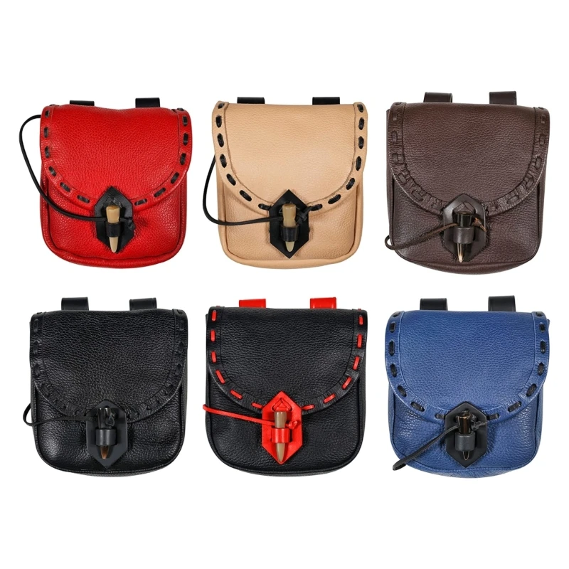 

B36F Vintage Style Sewing Waist Bag Belt Small Cow Horn Buckle Handmade Handbag