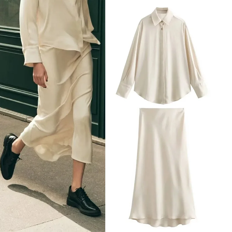 

Юбка-миди Женская атласная с завышенной талией, однотонная