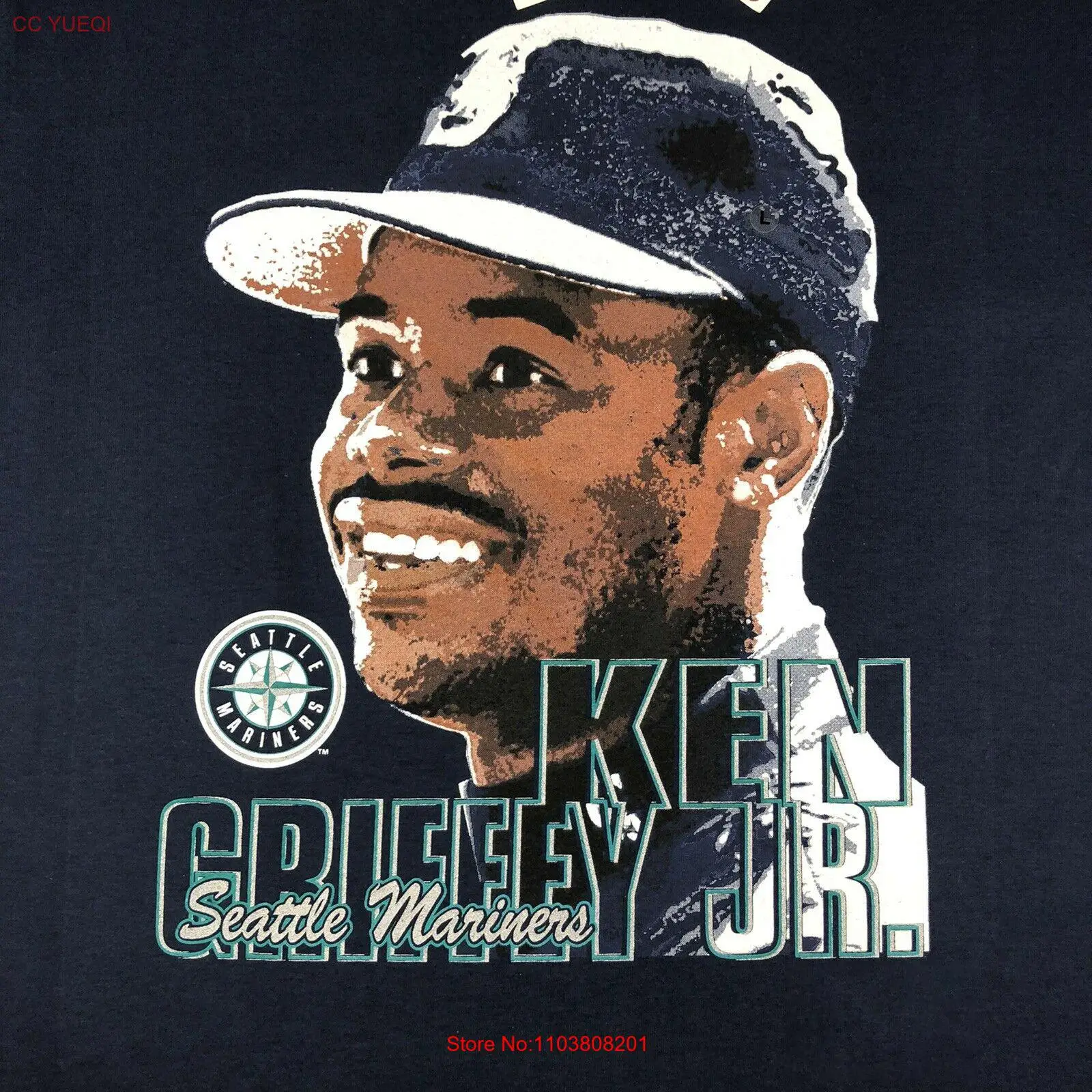 Мужская черная футболка Ken Griffey Jr размеры от S до 5XL JJ3395