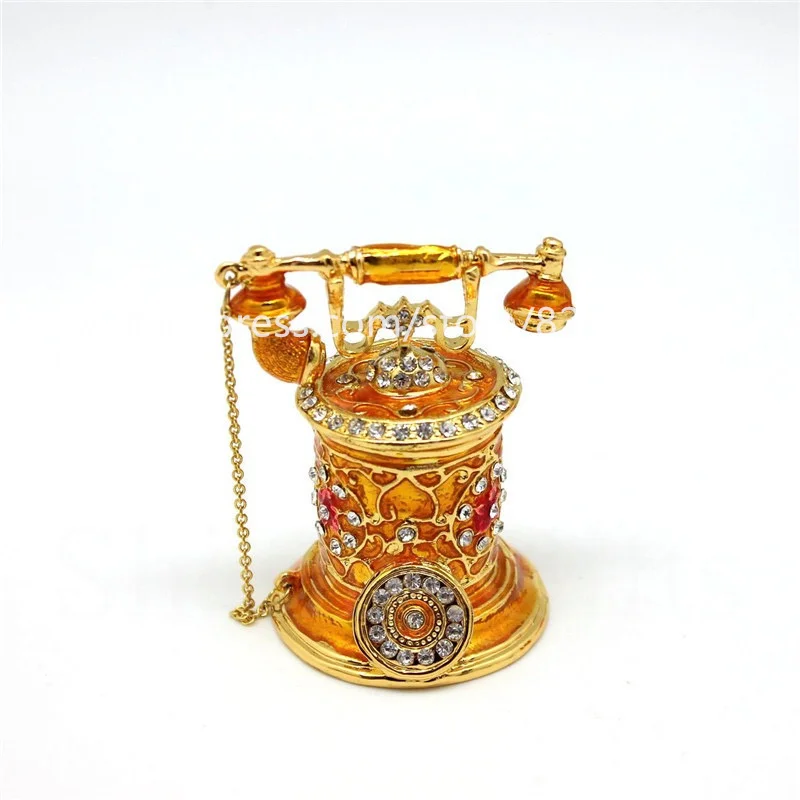Telephone Bejeweled Collectible Trinket Jewelry Enamelled Box Christmas/Birthday Presents 1 pc