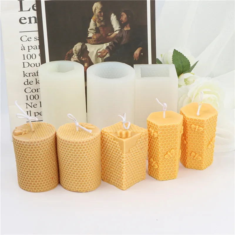 

DIY 3D Honeycomb Candle Silicone Mold Shape Candle Aromatherapy Handmade Making Scented Resin Cake Pastry Soy Mold Decor Gifts