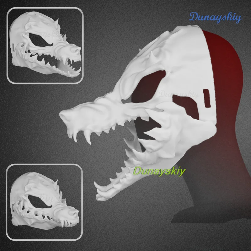Реалистичный стиль животное пушистый Костюм Собака Череп кигуруми пушистая