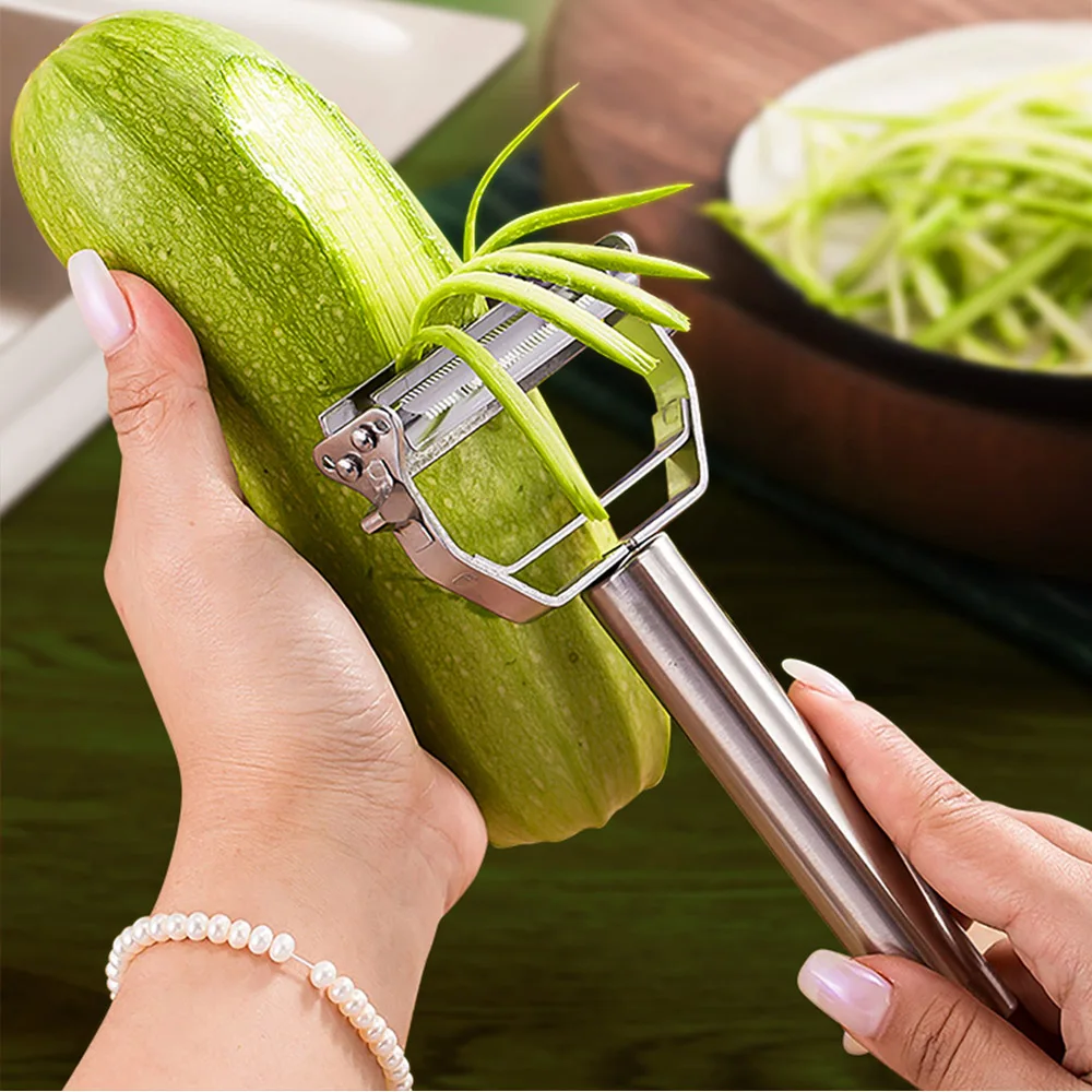 

Кухонная двухсторонняя Овощечистка из нержавеющей стали, домашнее кухонное приспособление, многофункциональное суперострое устройство