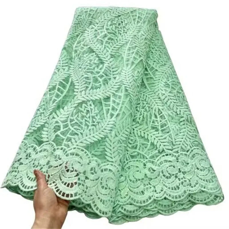 

2023 зеленая новейшая африканская кружевная ткань с вышивкой 5 ярдов Высококачественная нигерийская женская свадебная французская Тюлевая кружевная золотая ткань Asoebi