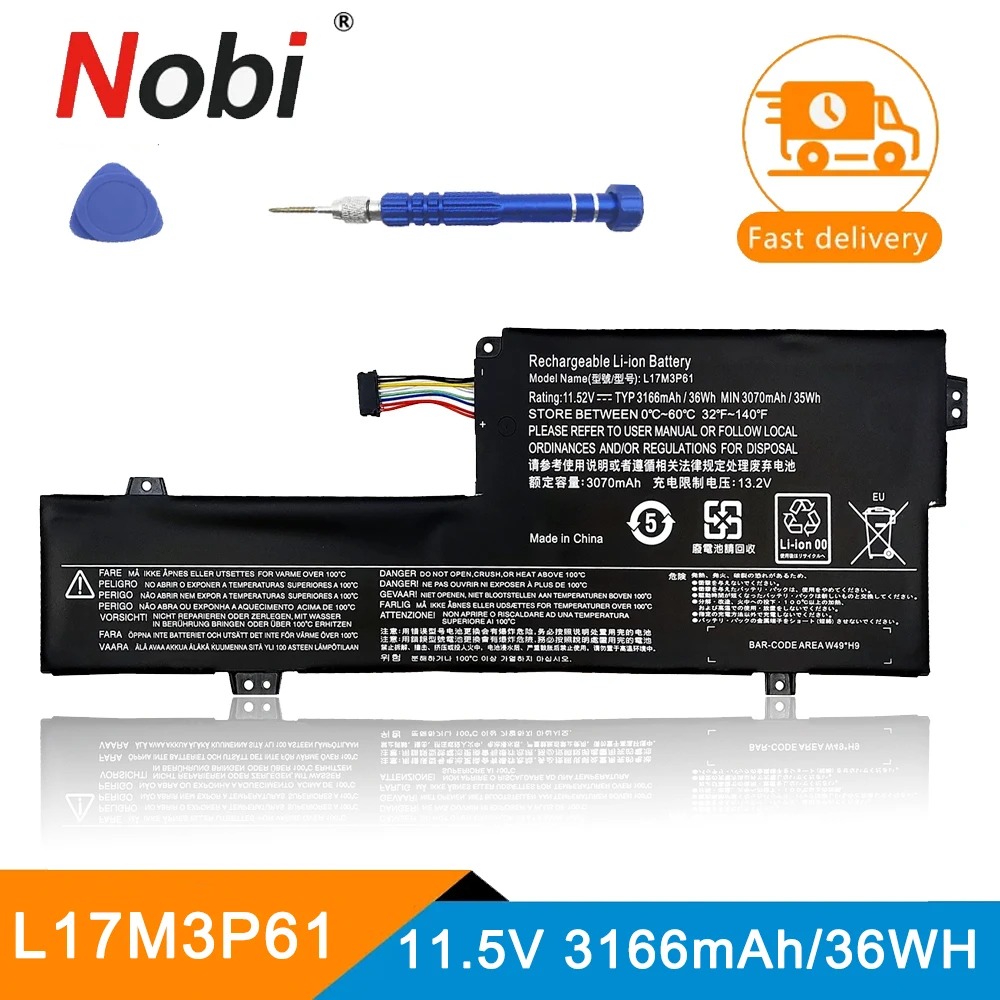 Аккумулятор Nobi L17L3P61 L17C3P61 L17M3P61 для ноутбука Lenovo IdeaPad 320S-13IKB Yoga 720-12IKB 330-11IGM XiaoXin 7000-13, Бесплатные инструменты