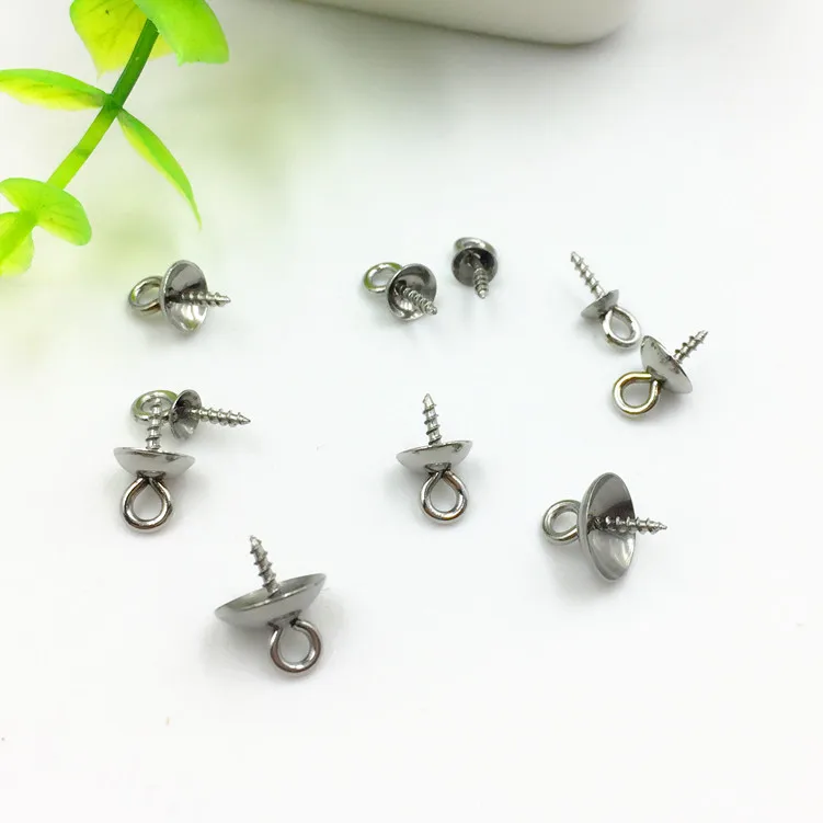 100pcs 4/5/6/8mm 304 Stainless Steel Metal Pinch Bails for Half-driled Beads Necklace Bracelets Earrings Jewelry Findings DIY