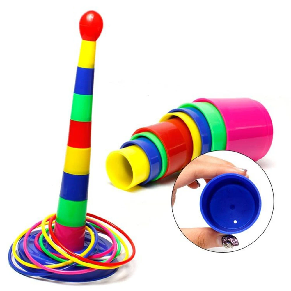 

[Funny] Sport games Puzzle Kids Hoopla Ring Toss Cast Circle Sets Game Stack Up Nesting Tower Colorful Toy baby Educational Toy