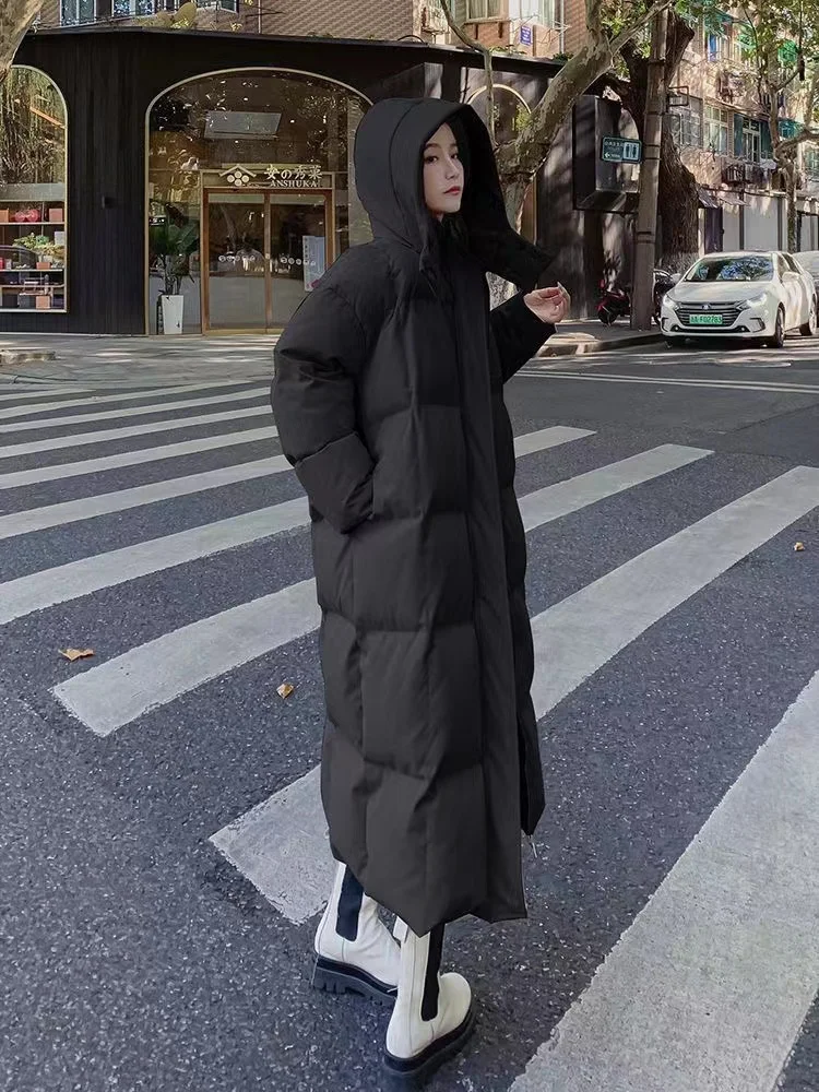 New winter men's and women's down jacket Korean version design warm high-quality super long lovers' cotton jacket