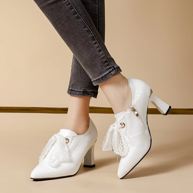 

Женские ботильоны на высоком каблуке, заостренный носок, Повседневная вечерняя Обувь, на шнуровке, в стиле ретро, весна-осень