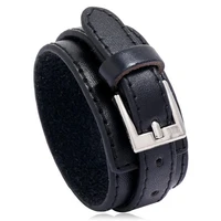 vintage mens leather bracelet simple adjustable punk wide leather strap watch belt for male couple jewelry accessories gift