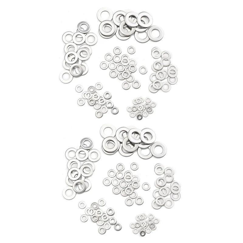 

210Pcs 304 Flat Stainless Steel Washers M3 M4 M5 M6 M8 M10 For Screws Repair Kit Tool