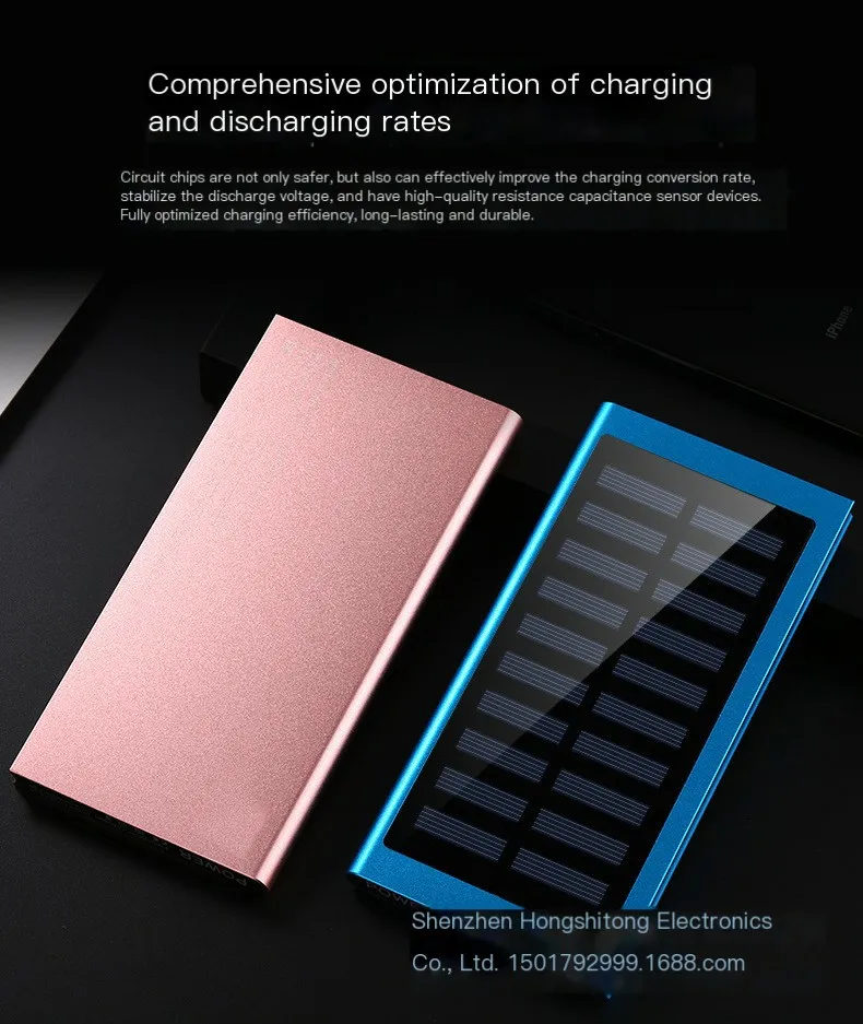 

20000 mAh 2USB Slim Solar Wireless Charging Portable Power Bank for iPhone LaptopSolar wireless power bank 30000 mAh