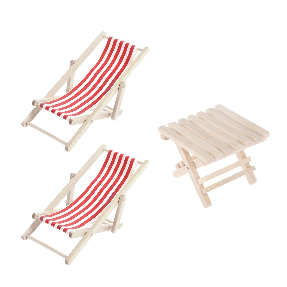 

Beach Chair Set Mini House Crafts Miniature Adornments Little Boy Bamboo Furniture