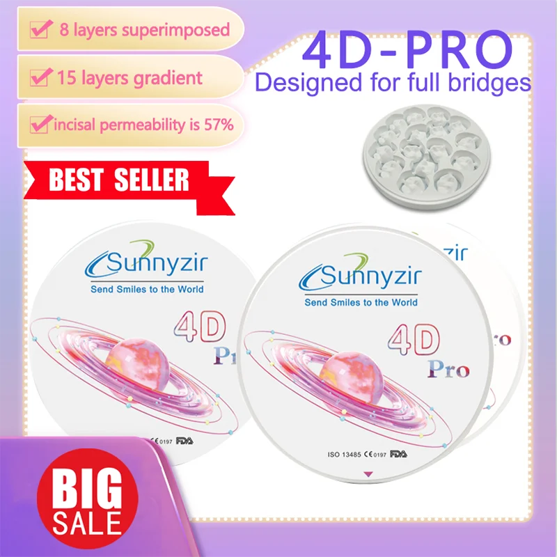 Denture Multilayer Zirconia Disc 4D Pro A1 Blocks Compatible With All Open cadcam Milling Machine Dentes Postiç CE/ISO Standard