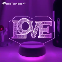 newest romantic 3d night lamp %e2%80%9clove %e2%80%9d hologram acrylic laser engrave nightlight for adult bedroom decoration atmosphere led gift
