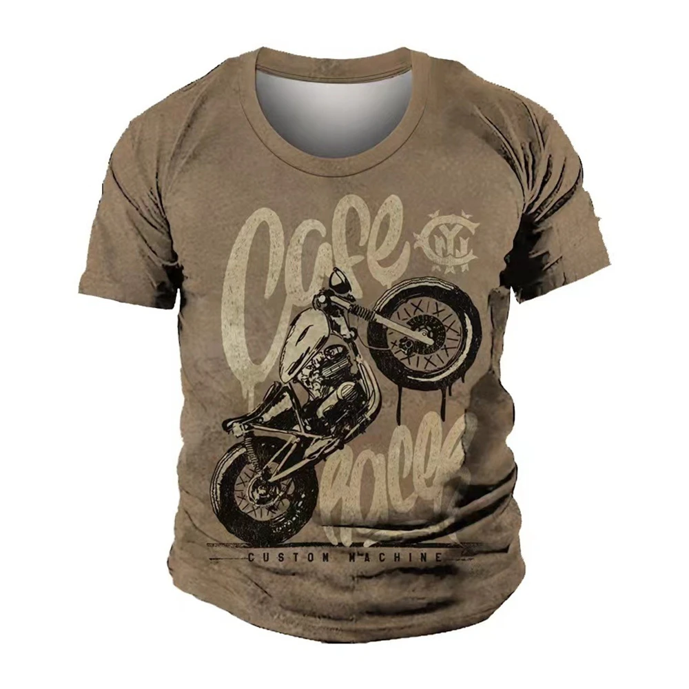 

\Summer Vintage Motorcycle T-Shirt Men'S 3d Car Printing Short Sleeve Top Street Style Personality Hot Selling O-Neck Loose Shir