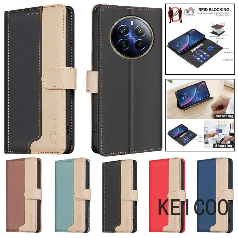 Кожаный бумажник для Realme 12 Pro + телефон Plus Realme12 Realme11x C53 C55