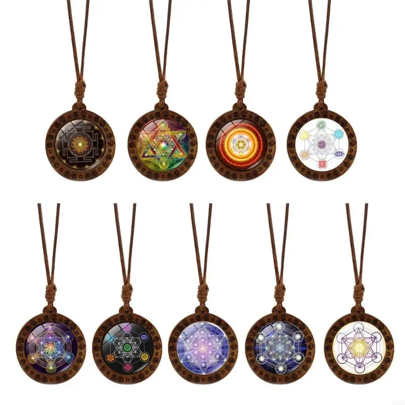 LXAE Духовная гексаграмма Шри Янтра кулон колье сакральная геометрия деревянный
