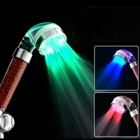 hot led anion shower spa shower head pressurized water saving temperature control colorful handheld big rain shower