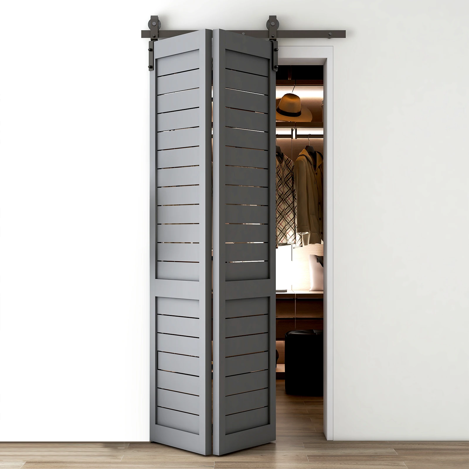 CCJH-двойного сложения тяжелый комплект дорожки с роликами 2 двери плавно легко