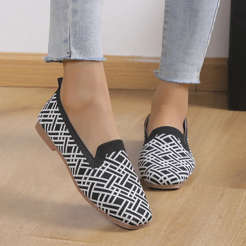 

Туфли женские на плоской подошве, повседневные легсветильник удобные лоферы, вязаные кроссовки, спортивная прогулочная обувь, весна