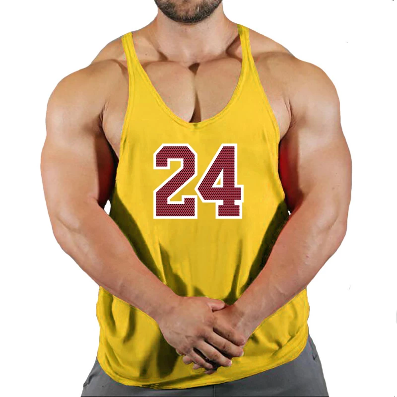Sport Brand Vest Muscle Gym Mens Back Tank Top Sleeveless Stringer Clothing Bodybuilding Singlets Fitness Workout No.24 T Shirt