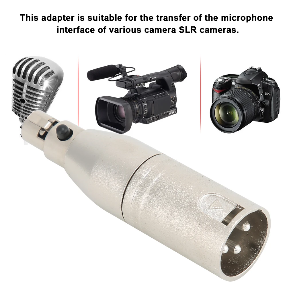 3-контактный MINI XLR от женщины до посеребренного мужской аудио адаптер