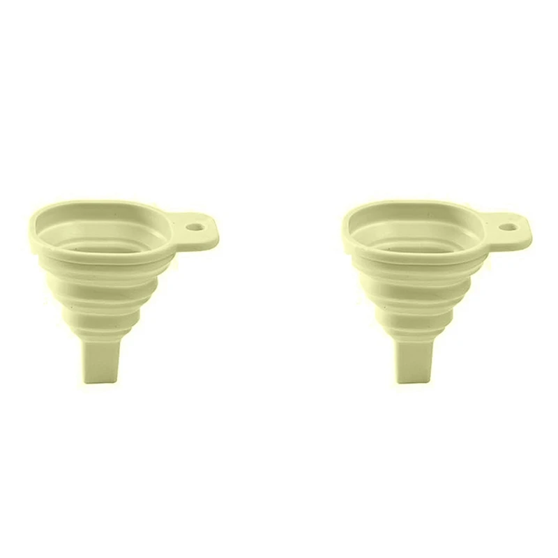 

2X Novelty Silicone Folding Funnel Telescopic Long Collapsible Style Funnels For Household Liquid Dispensing Green
