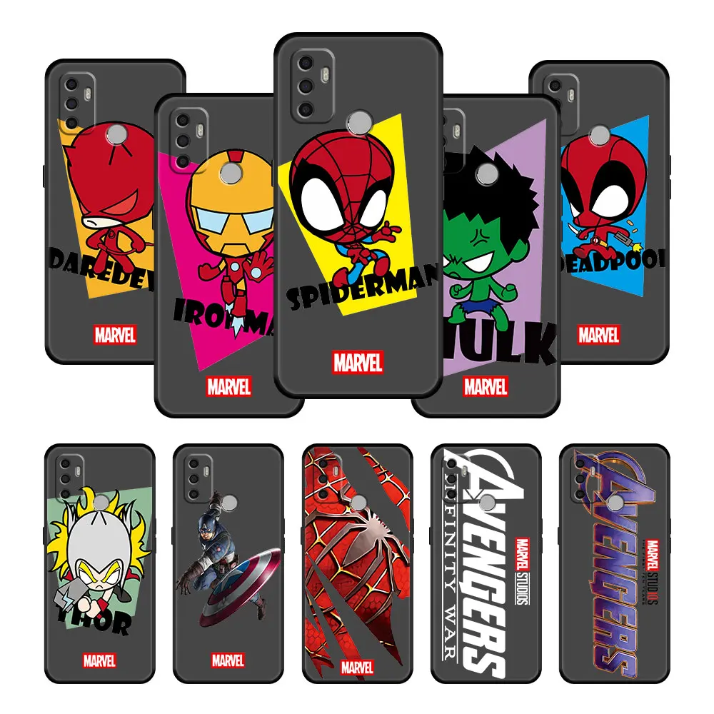 

Case Coque for Oppo A74 A15 A53 A93 A16 A9 A5 A16s A52 A5s A32 A93 A54 A31 TPU Marvel Spiderman Ironman Thor Silicone Celular