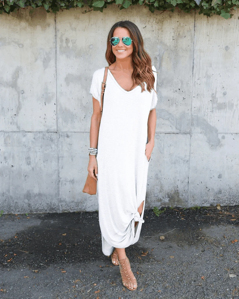 

Plus Size 5XL Sexy Women's Dresses Summer 2021 Solid Color Casual Short Sleeve Long Dresses Women's Long Dresses Women's Dresses