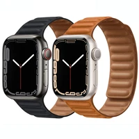 genuine leather strap for apple watch band 45mm 41mm 44mm 40mm 42mm 38mm original magnetic loop belt iwatch series 3 5 4 se 6 7