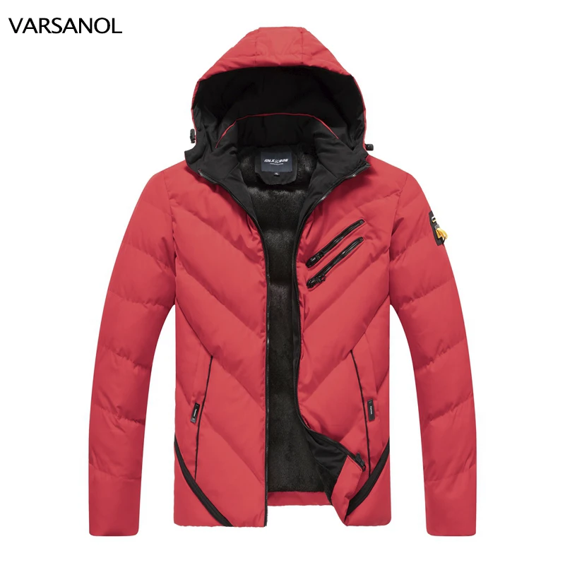 VARSANOL Fashion Parkas Jacket for Men Winter Hooded Zipper New Jackets Coats Man Polyester Thick Male Clothing Jackets Outdoor