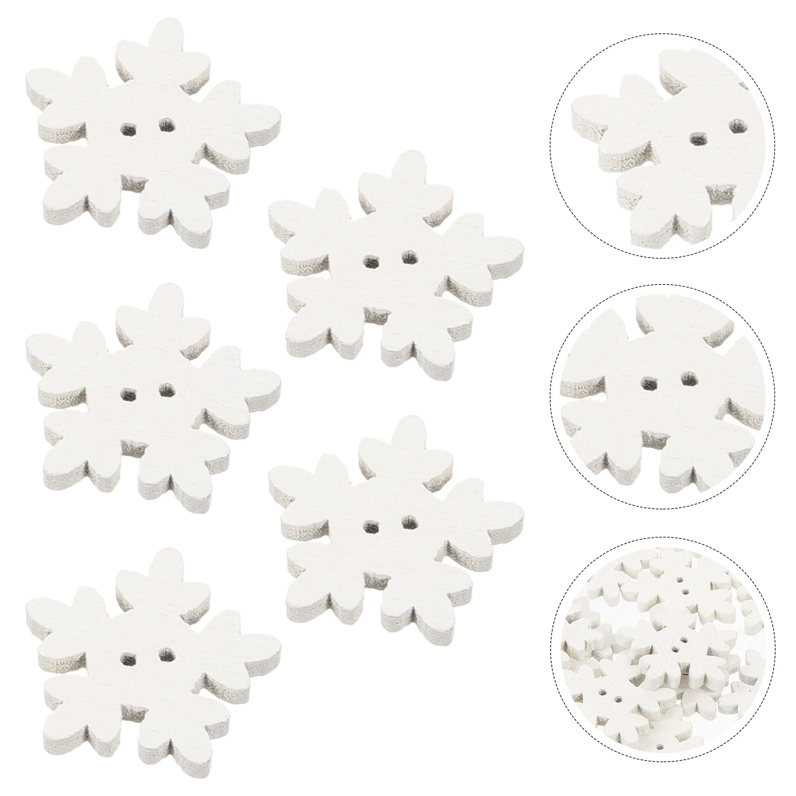 100 шт. рождественские декоративные пуговицы с принтом белая снежинка зеленое