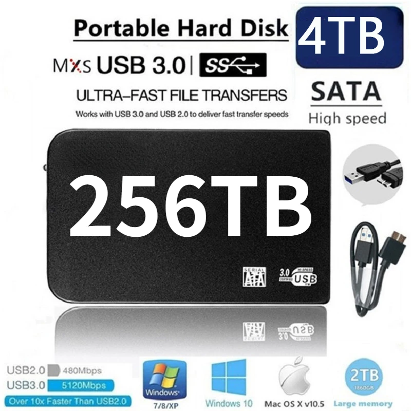 

Portable SSD 1TB 2TB 4TB External Solid State Drive Storage Devices USB3.1 Mobile Disks Compatible for PC Laptops Android