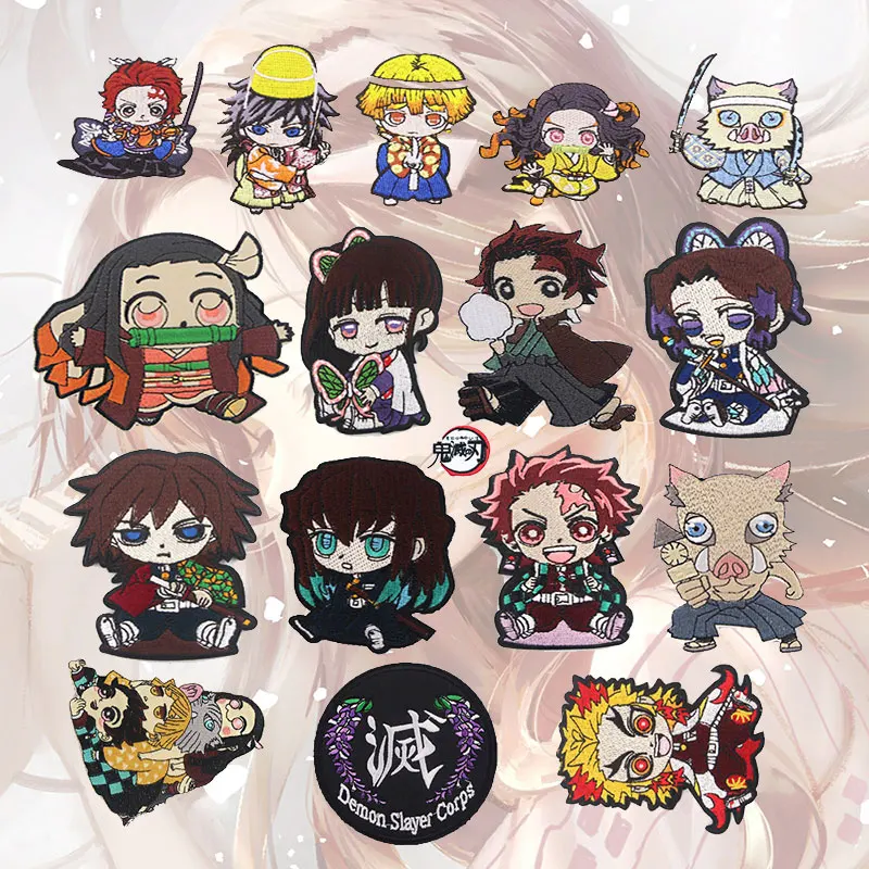 

Anime Demon Slayer Ironing Patch for Clothing Heat Transfer Sticker Clothes T Shirt Jeans Decal Iron on Transfer Embroidered