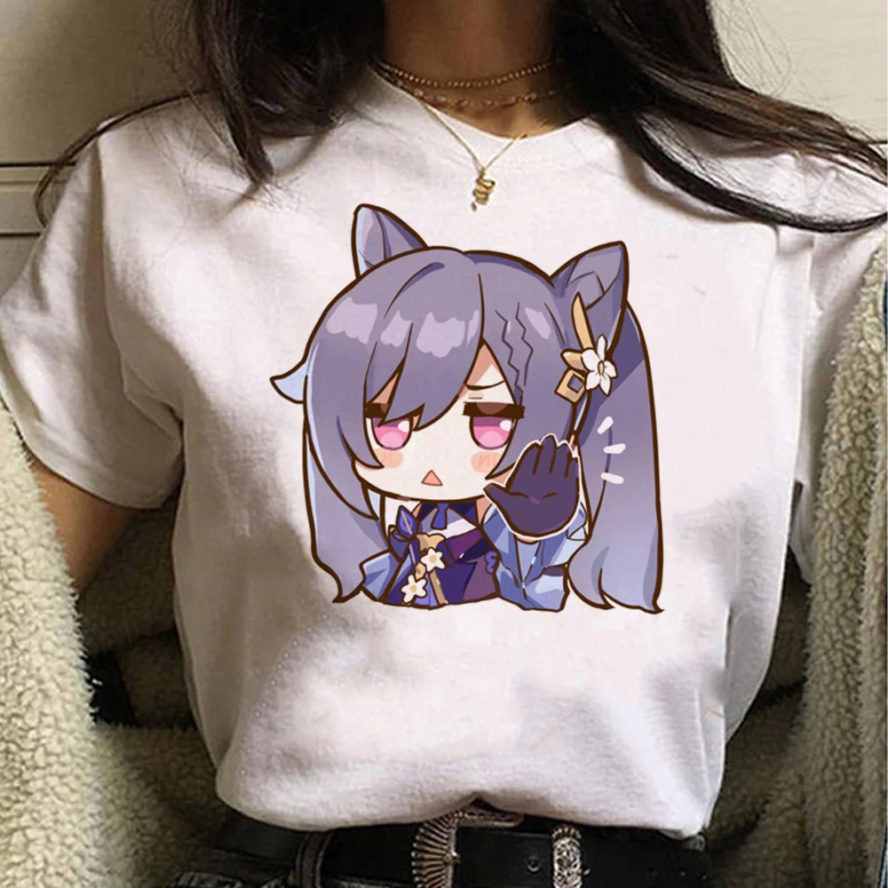 

Genshin Impact top women funny comic summer Tee girl Japanese anime clothes