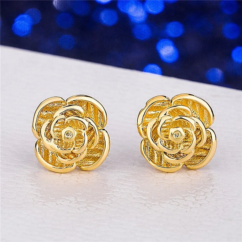 

2020 New Copper Gilded Birthday Gift Cheap Multilayer Gold Plated Cherry Blossom Earrings for Women